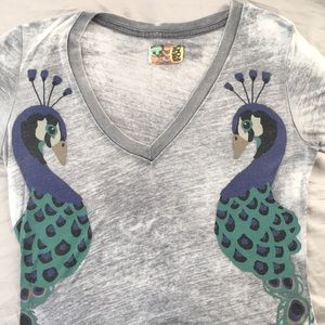 Freak Zoo Peacock Gray V-neck T-shirt